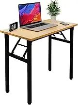 L31.5inch Small Desk Foldable Multi-Purpose Table, No Assembly Required, Portable Instant Setup Desk Home Office Portable Table for Indoor & Outdoor Use(Teak, 31.5L * 15.7W * 29.5H Inch)