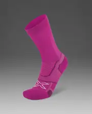 Vectr Cushion Crew Socks, 2XU, XL, Hyper Violet/White, Unisex