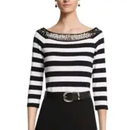 NWT White House Black Market Womens Top Size M Faux Pearls Rhinestones