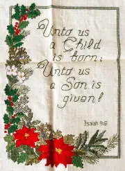 Finished Cross Stitch Wall Art Floral w/ Bible Scripture Verse Ready to Frame