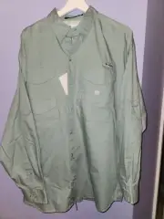 NWT Columbia Bonehead Gray Green Vented Long Sleeve Shirt - Men's Medium - NICE