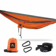Orange Outdoor Camping Portable Double Hammock w/Tree Straps & Carabiners 800lb