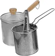 BESTYASH 1Set Stainless Steel Deep Frying Pot Food Tong Included for Frying Heating Milk and Cooking Deep Fryer for Home Kitchen Use