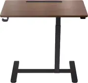 Mobile Desk with Wheels Pneumatic Standing Desk over Bedside Table (Walnut)