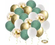 1 Set Of Balloons, 50 Green And Gold Balloons Set