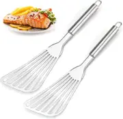 2-Piece Cualork Fish Spatula, Upgrade Metal Spatula, Big Size Spatula Stainless