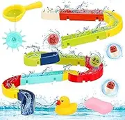 Baby Bath Toys DIY Assemble Set Water Slide Waterfall Ball Tracks Bathtub Shower Toys with Wall Suction Swimming Pool Water Toys Toddlers Boys and Girls
