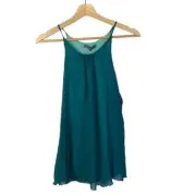 Matty M Blue Chiffon Layered Scoop Neck Tank Top XS