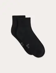 [Shadger] Cushioned Quarter Crew Socks - Black