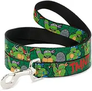 Buckle-Down"Classic TMNT Group Pose2/TMNT Green Brick Wall" Pet Leash, 6'-1/2"