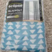 Eclipse Blackout Curtain 37 X 95 Blue And White Geometric Shapes 1 Panel