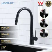 Decaura Kitchen Mixer Tap Pull Out 3-Mode Spray Tap Stainless Steel Matt Black