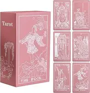 Erbacan [Upgrade] Classic Pink Tarot Cards with Guidebook-Tarot Cards for Beginners-Learining Tarot Deck with Guidebook(Velvet Tarot Bag)