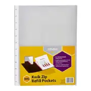 Marbig Kwik Zip Display Book Refills Sleeves A4 Clear Pack 10