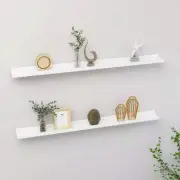 White Wall Shelves Set of 2 Floating Shelves 100x9x3 cm Decorative Storage