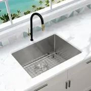 KBFmore 23" 18 G Tight Radius T304 Undermount Single Bowl Kitchen Sink, Set of 3