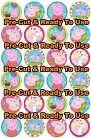 24 x PEPPA PIG Cupcake Toppers Edible Wafer Paper BIRTHDAY Cake PRE-CUT