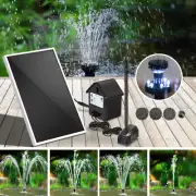 Solar Powered Fountain Submersible Garden Water Pump Kit Adjustable W/ LED Light