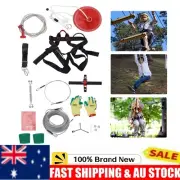 Zip Line Kit 48m Playground Flying Fox Outdoor Zipline Kit With Seat + Safe Belt