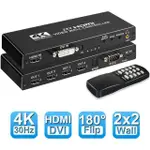 TJBOX 4K HDMI 視頻牆 2X2 屏幕控制器 HDMI/DVI 輸入 4 HDMI 輸出