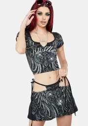 [Dolls Kill X Hustler] Quickie Queen Skirt Set