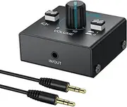 YGiTK 3.5mm Audio Switcher with Volume Control, 1 in 2 Out & 2 in 1 Out Bi-Directional Switcher, Mute function,Easy change Stereo Audio Switch Splitter 2 Ports Aux Selector for PC TV Phone Headphone