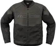 Icon Overlord3, leather-/textiljacket perforated , color: Black , size: M