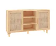 vidaXL Sideboard Brown 105x30x60 cm Solid Wood Pine and Natural Rattan