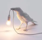GGP White Bird Standing Shape Nordic Resin Bird Wall Lamp Creative Animal Bedside Decorative Usb Night Light, Stylish Bird Perched Lamp For Bedroom And Living Room