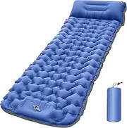 Camping Sleeping Mat, Ultralight Camping Mattress Self Inflating Camping Mat Single Sleeping Mat for Camping Inflatable Air Mattresses, Built-in Foot Pump and Pillow