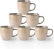 AmorArc 12oz Coffee Mugs, Ceramic Coffee Mugs set of 6 for Man, Woman, Dad, Mom, Modern Coffee Mugs with handle for Latte/Cappuccino/Milk/Cocoa. Dishwasher&Microwave Safe, Latte, ACS007