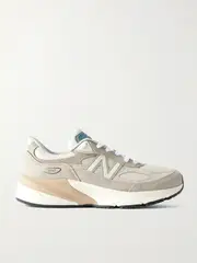 [New Balance] New Balance - 990v6 Leather-trimmed Mesh Sneakers - Beige - US8 US 8 Neutrals