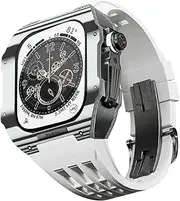 [EKSIL] Carbon Fiber Case and Fluororubber Band Conversion Kit,For Apple Watch Series 8 7 45mm, Carbon Fiber Case+Fluororubber Rubber Strap For Iwatch 6 5 4 SE 44mm
