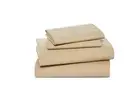 NEW Sky Percale 4 Piece Full Sheet Set 100% Cotton Tan FREE Shipping