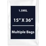 1.5Mil 15" X 36" | LDPE Clear Flat Poly Bags, Flexible & Durable | Multiple Bags