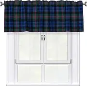DEXNEL Blue And Green Scottish Tartan Home Curtain Valance Window Treatment For Living Room, 54 X 18 Inch