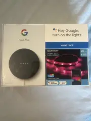Google NEST MINI Charcoal + Merkury Innovations Smart LED Lightstrip Bundle NEW