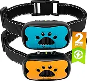 PawPets Rechargeable Anti Bark Collar - No Shock Training Dog Collar - Humane with Vibration and Sound Barking Collar for Small Medium Large Dogs - 2 Pack Blue Orange (Rechargeable)