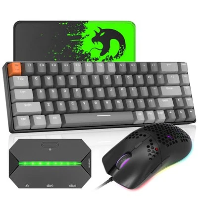 [New] Gaming Keyboard Mouse Converter Included Bluetooth 2.4GH Wireless Type-c