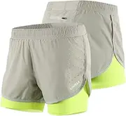 [MEIJUN] RAYWE Women 2-in-1 Running Shorts Quick Drying Breathable Active Training Exercise Jogging Cycling Shorts with Longer Liner