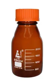 Eisco Labs 250ml Graduated Amber Reagent Bottle - Borosilicate Glass