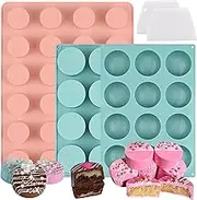 Actvty Cake Puck Mold Set, Chocolate Covered Cake Silicone Molds, 24-Cavity Round Cake Pop Molds with 2 Spatulas for DIY Cake Cores, Cakepucks, Chocolate Desserts