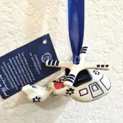 Polish Pottery HELICOPTER Christmas Ornament Red Cardinal Snowflakes - NEW !!