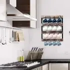 Coffee Mug Holder Wall Mounted Rustic Wood Cup Organizer with 16-Hooks Hangin...
