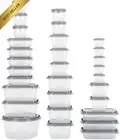 60PC BPA-Free Plastic Food Storage Container Set Clear/Grey Stackable Organizer