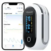 Bluetooth Finger Pulse Oximeter, Blood Oxygen Monitor with App & Accessories