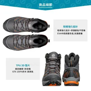 【SCARPA】男 GORE-TEX高筒登山鞋《鐵灰/橘》63090-200(悠遊山水)