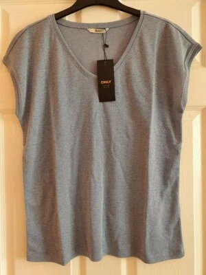 BNWT Only Women's Silvery Lurex V Neck Top Size XL RRP £18