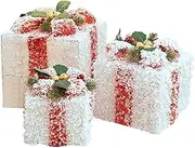 Christmas Boxes Decorative, 3X Snowflake Covered Iron Box, Christmas Tree Decorations Window Photo Props for Indoor Outdoor Pathway Holiday