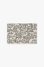 60' x 90' | Machine Washable Runner Rug | Kid & Pet Friendly | Indoor Rug | Block Party Black & Ivory Flatwoven Rug by Keith Haring | Ruggable